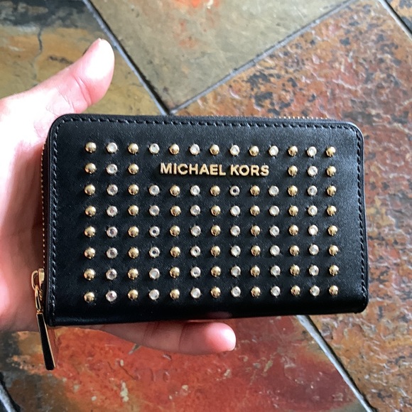 Compact genuine leather wallet with little bling - Picture 2 of 4
